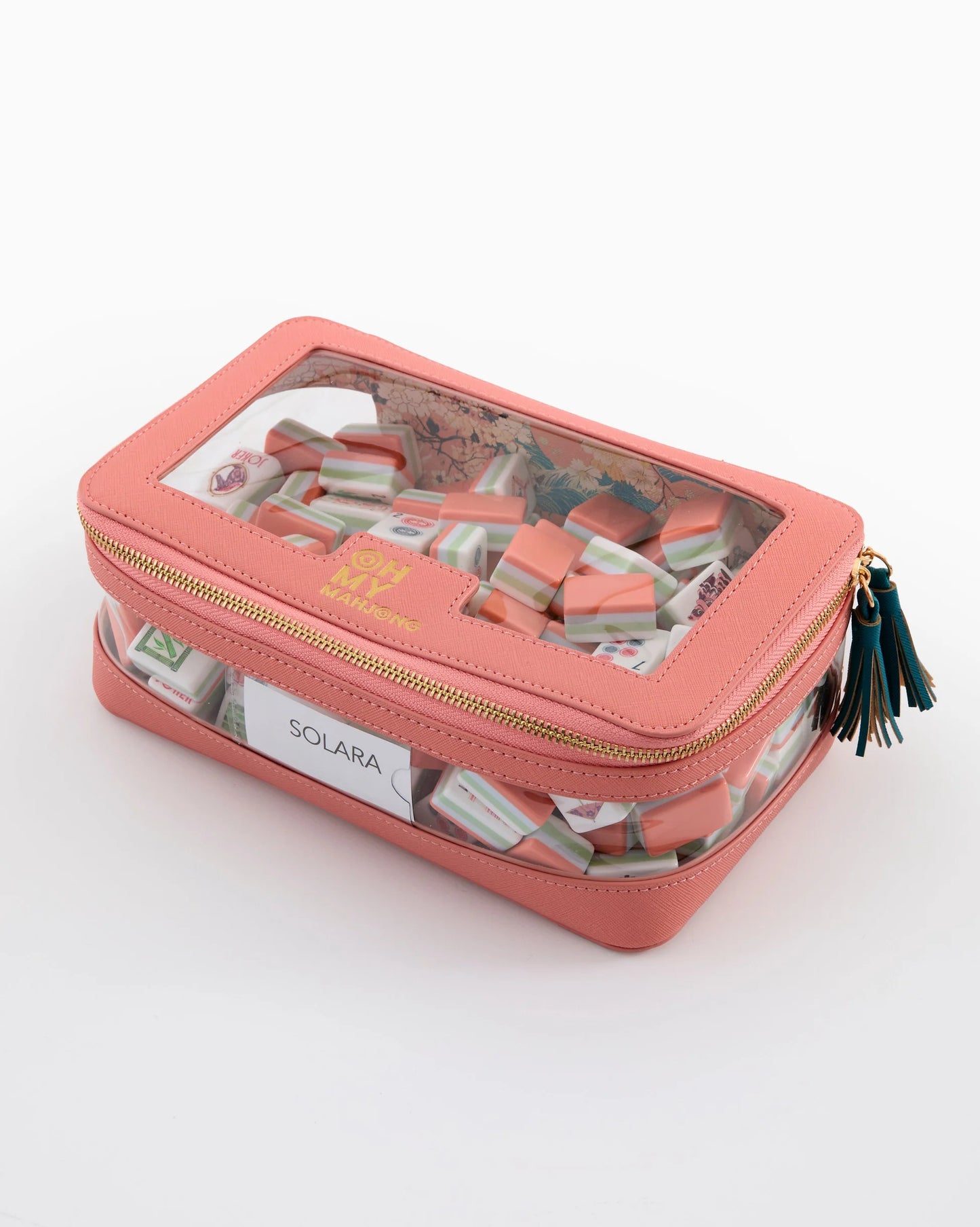 Mahjong Tile Storage Bag - Coral