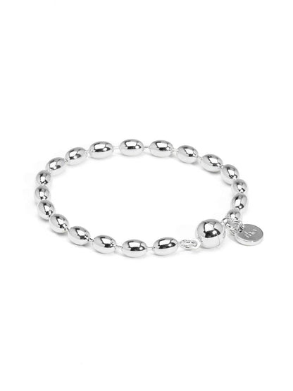 Beaded Magnetic Closure Bracelet: Silver