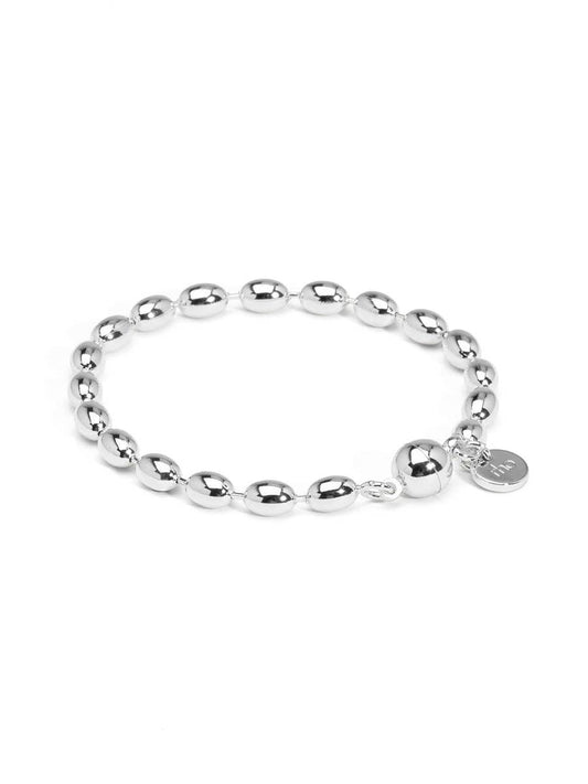 Beaded Magnetic Closure Bracelet: Silver