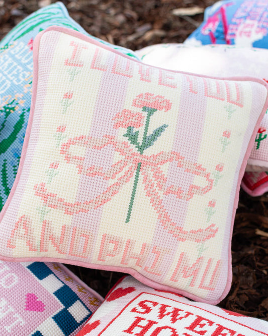 Phi Mu Needlepoint Pillow