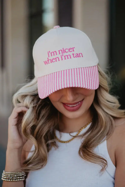 I'm Nicer When I'm Tan Hat - Blue Stripe