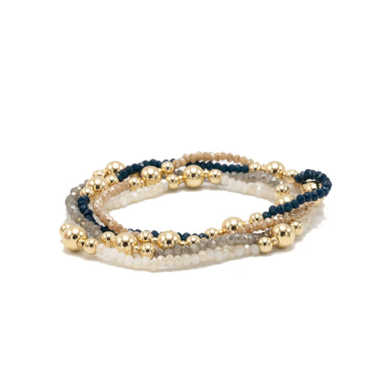 The Nantucket Shimmer Gray & 14k Gold- Filled Beaded Bracelet: 6.5"
