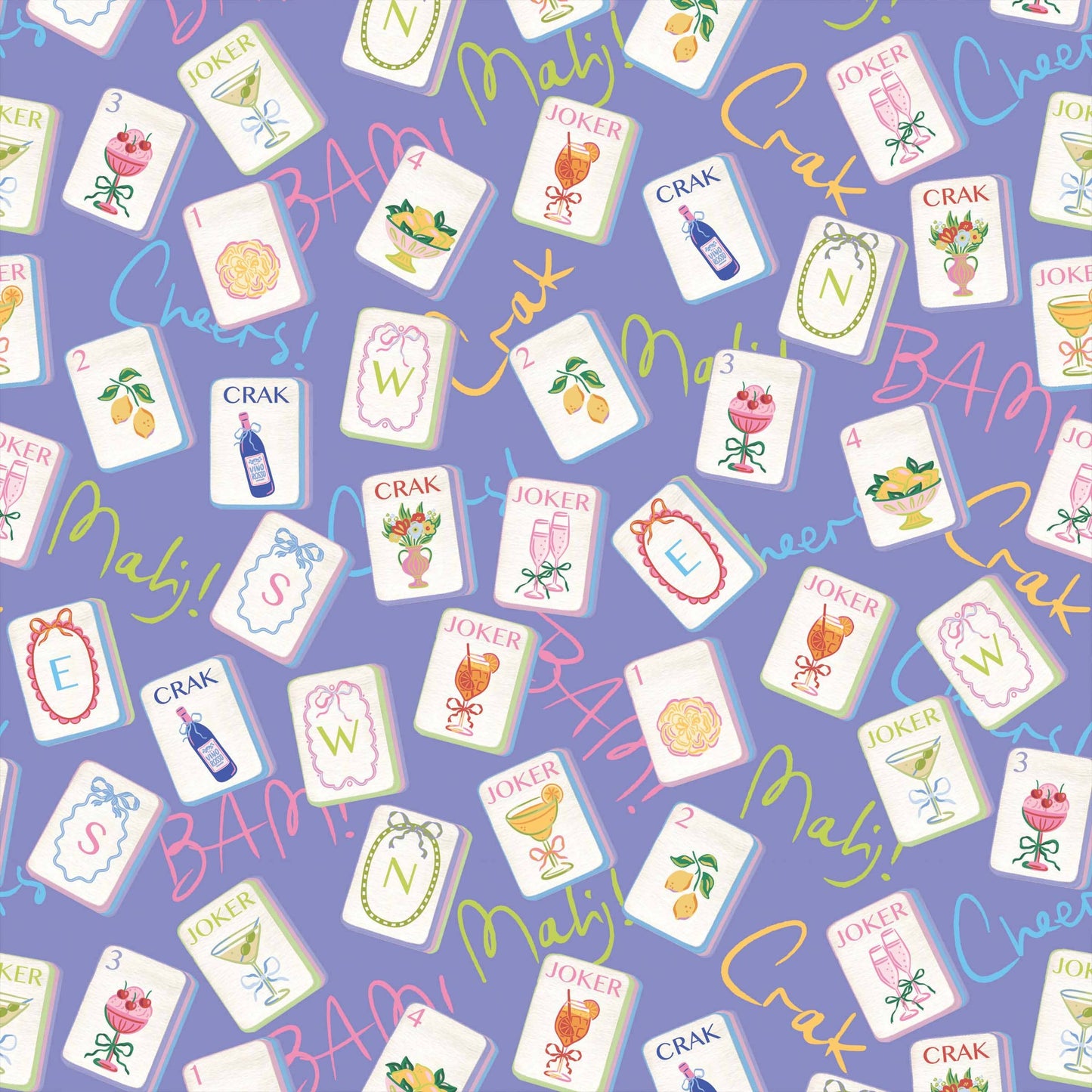 Prosecco Bottle Wrap - Purple Mahjong