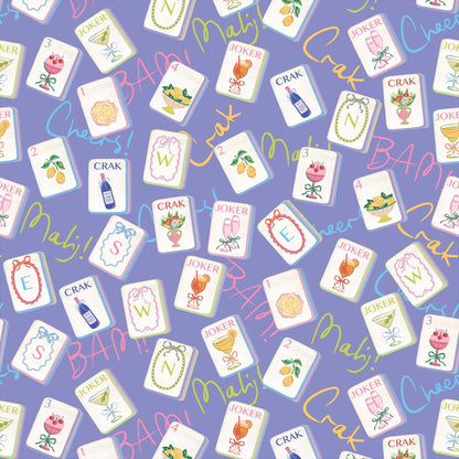 Prosecco Bottle Wrap - Purple Mahjong