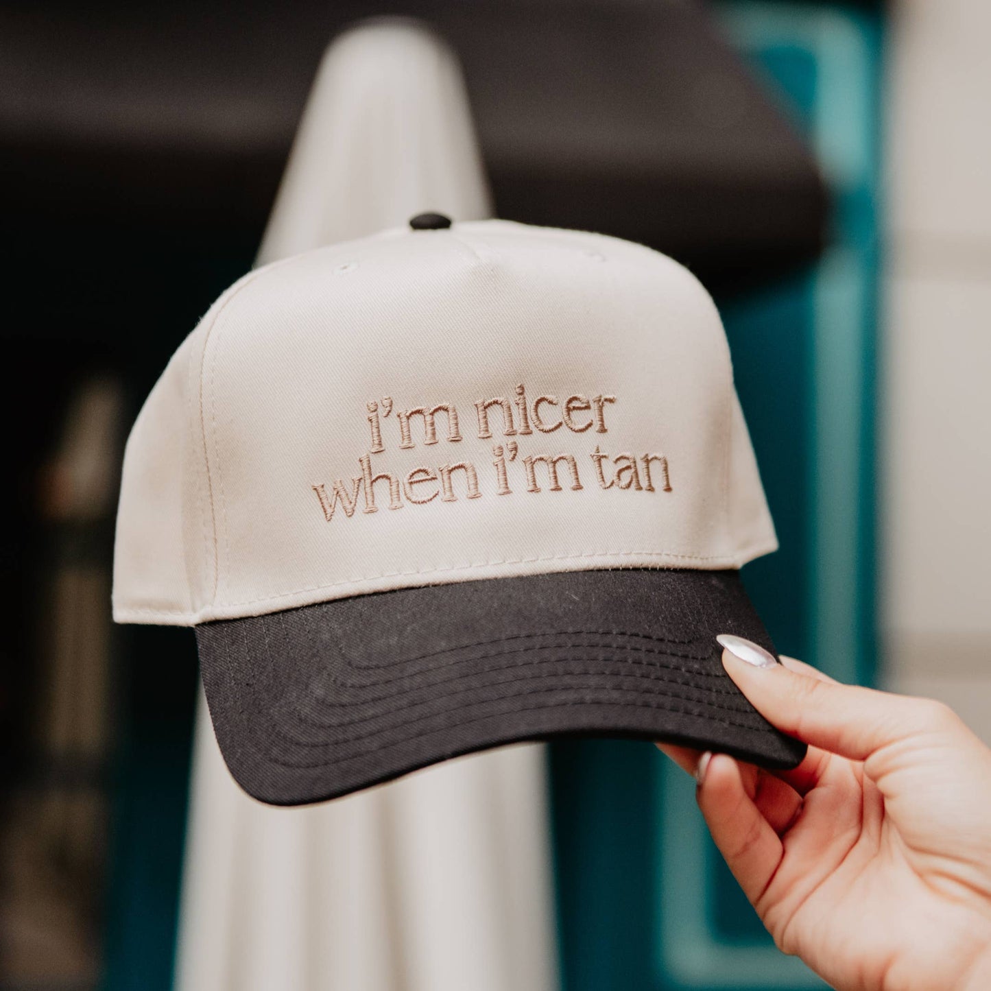 I'm Nicer When I'm Tan Hat - Blue Stripe
