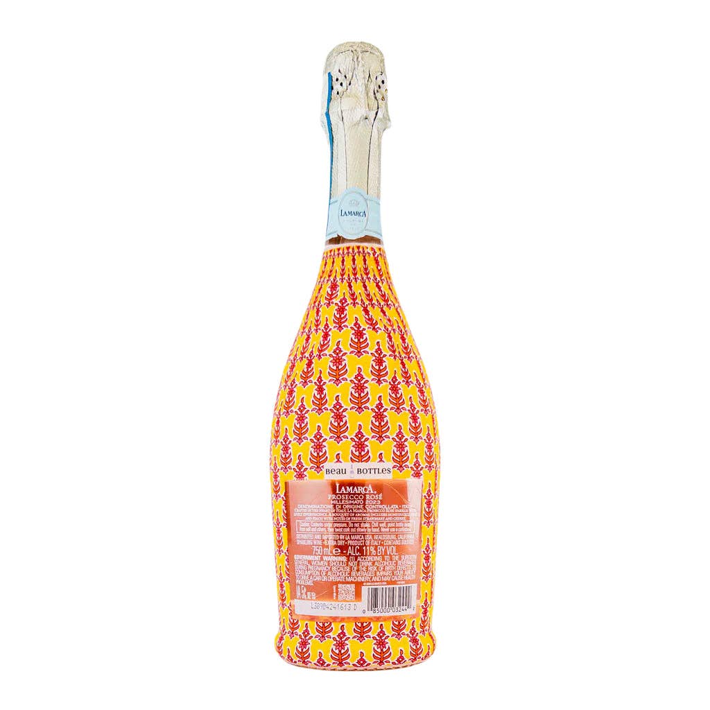 Prosecco Bottle Wrap - Yellow Leaf Blockprint