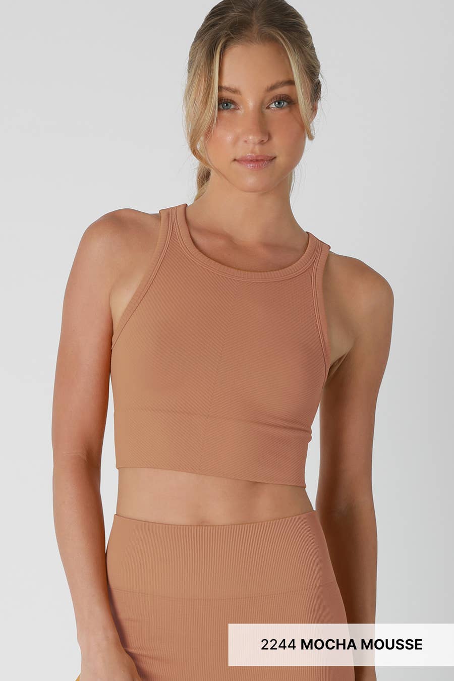Chevron Highneck Crop Top: Marina