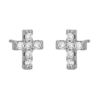 CROSS STUDS: SILVER