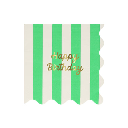 Stripe Happy Birthday Large Napkins