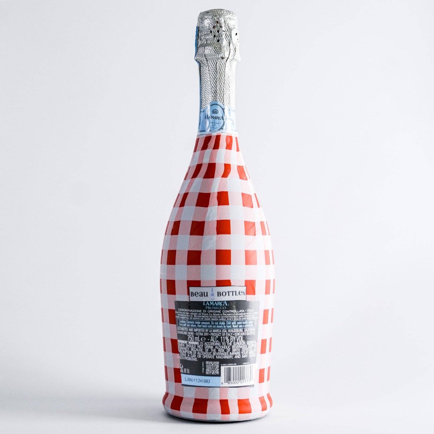 Prosecco Bottle Wrap - Red/White Gingham