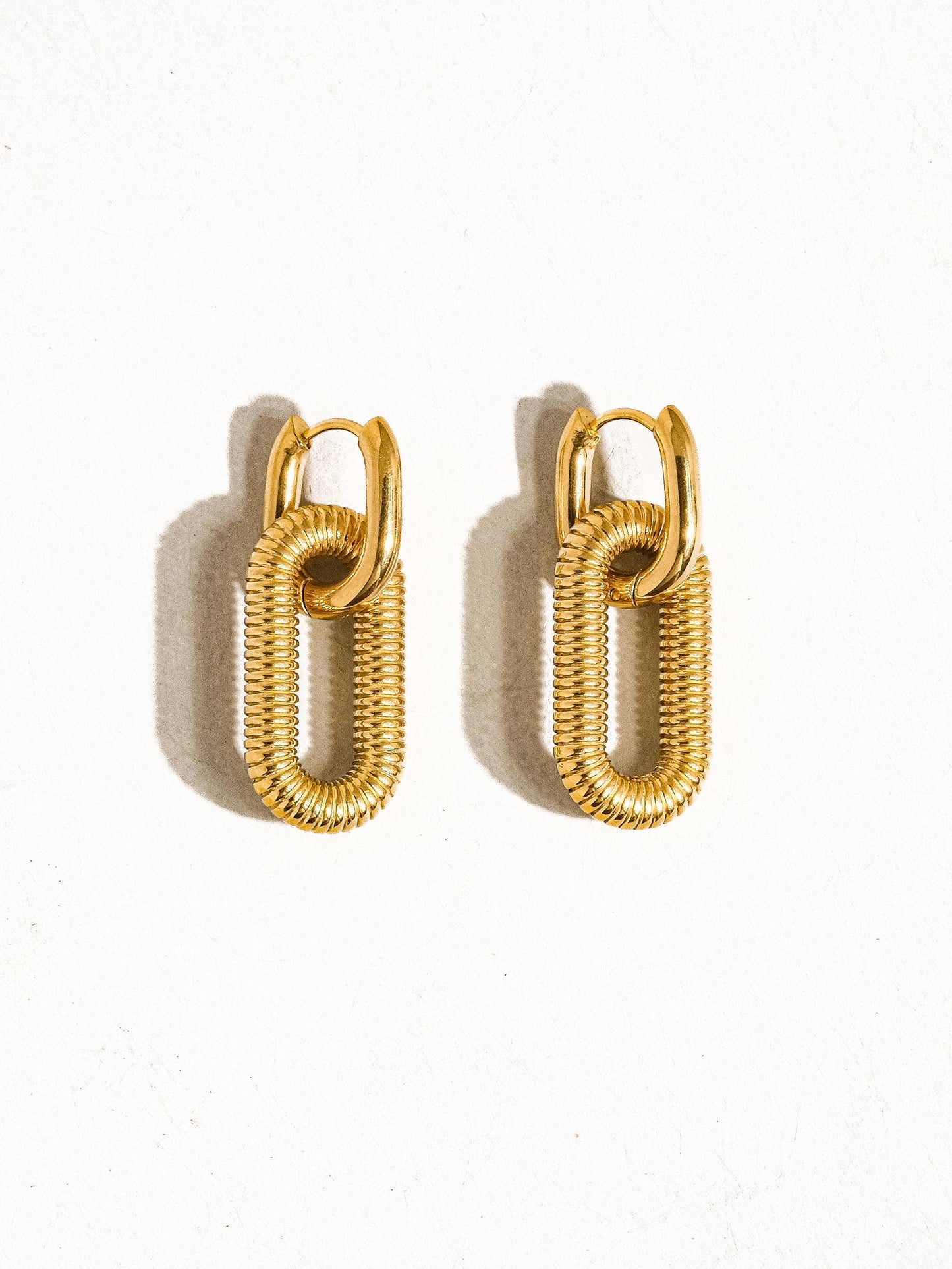 Kate 18K Non-Tarnish Double Chain Hoop Earring: Yellow Gold