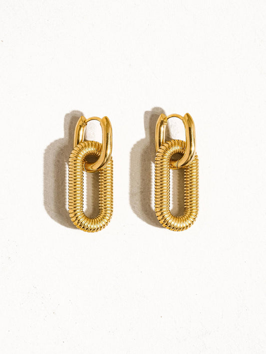 Kate 18K Non-Tarnish Double Chain Hoop Earring: Yellow Gold