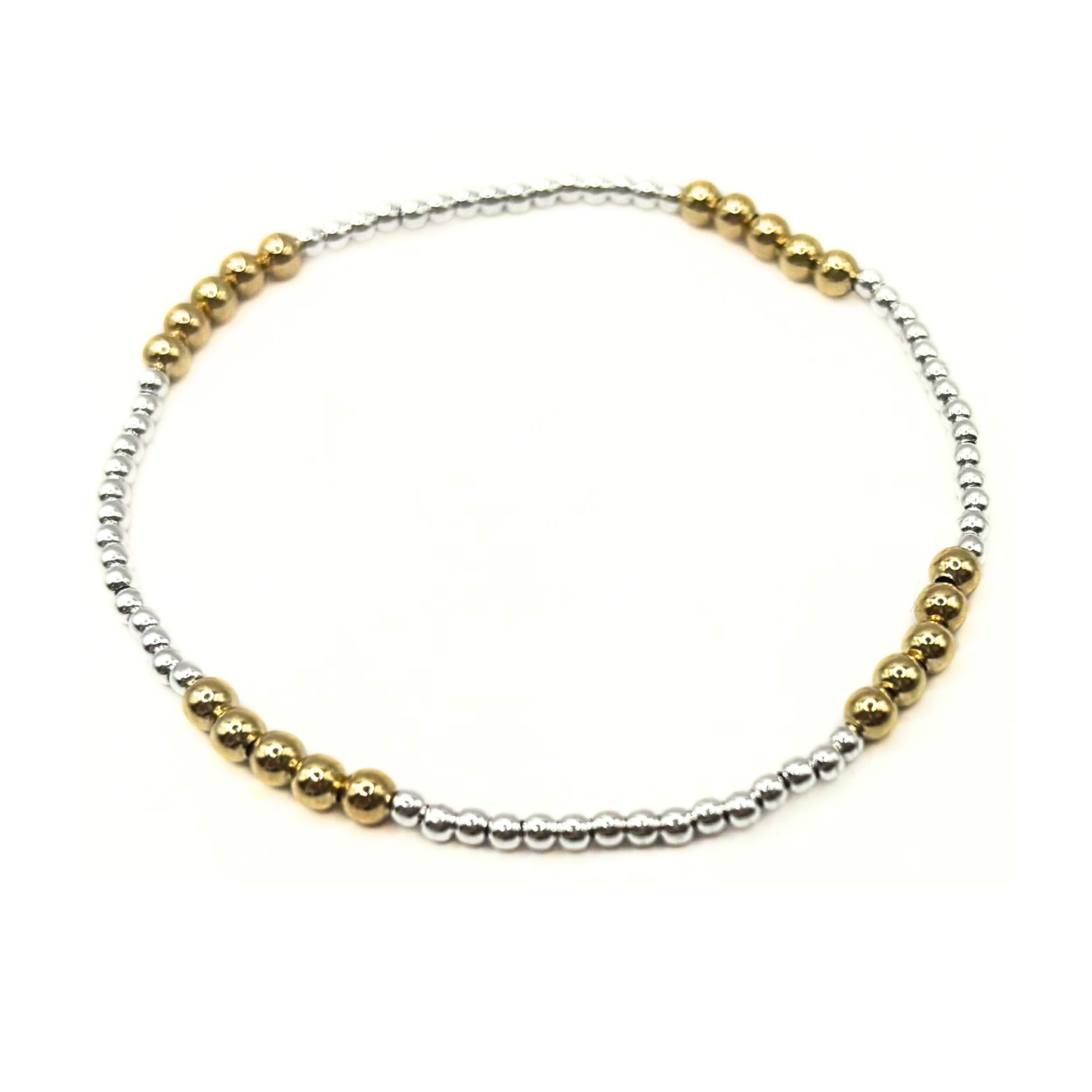 The Hamptons Mix 2*4 Sterling Silver and 14k Gold-Filled Beaded Bracelet: 6.5"