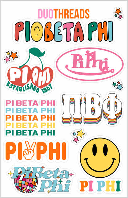 Rainbow Sticker Sheet - Pi Phi