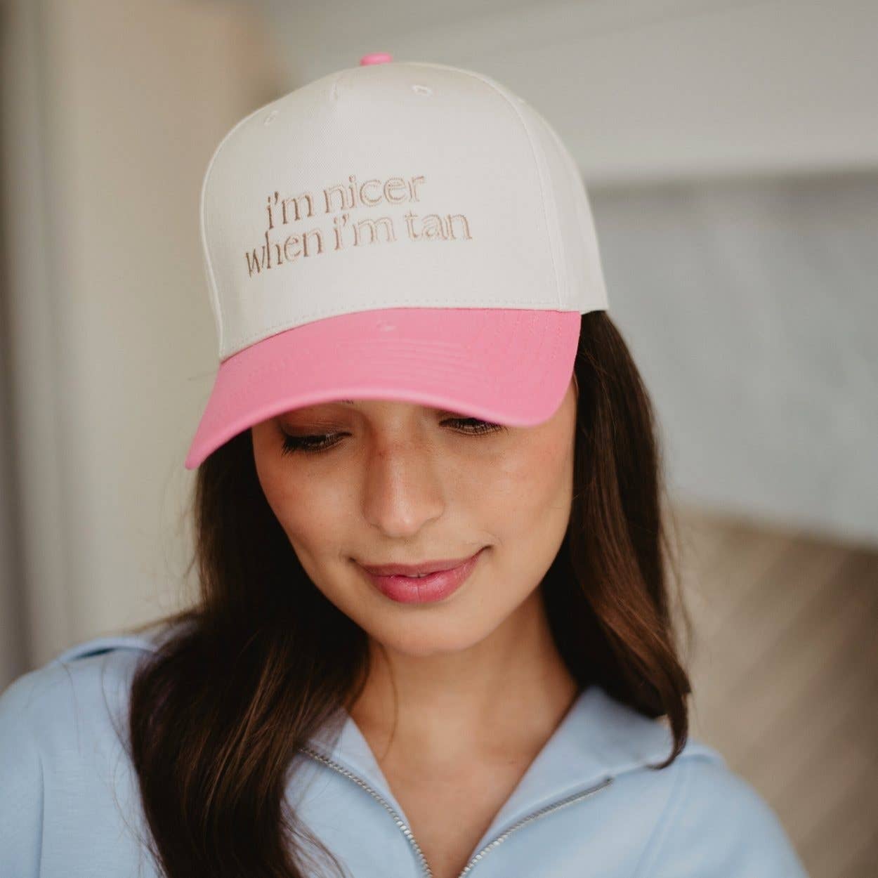 I'm Nicer When I'm Tan Hat - Blue Stripe