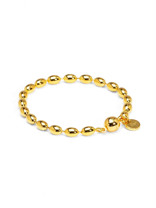 Beaded Magnetic Closure Bracelet: Gold