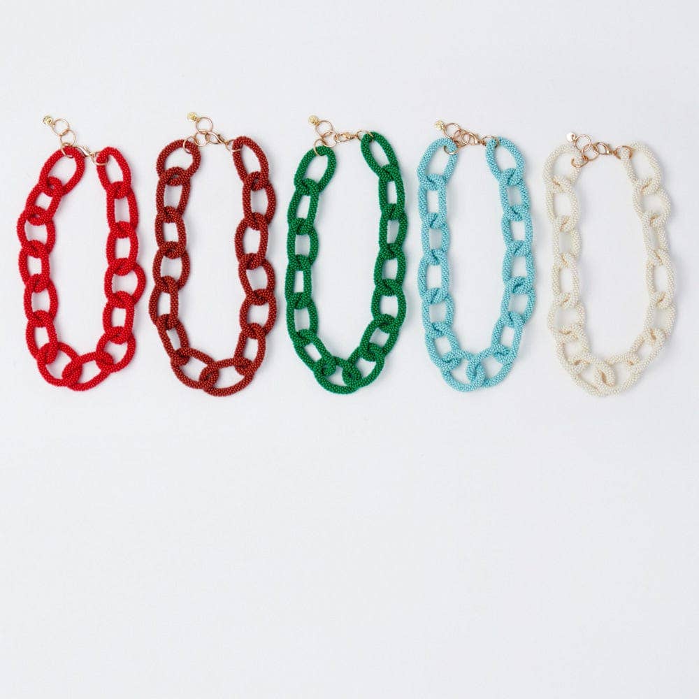 Jenna Chain Link Beaded Necklace Rust Wholesale