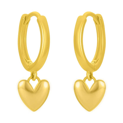 Holly Heart Huggies - Gold