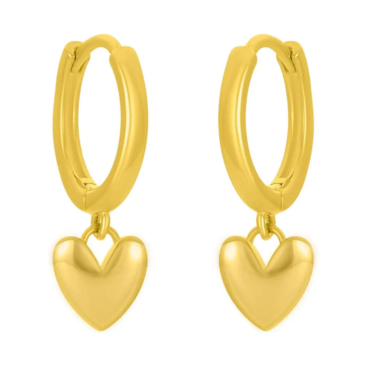 Holly Heart Huggies - Gold