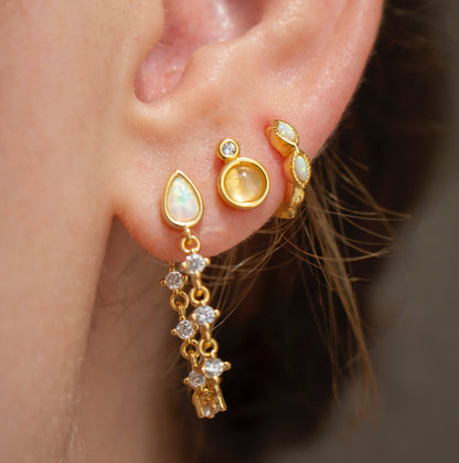 REESE MOONSTONE STUDS GOLD: GOLD
