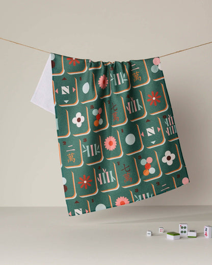 Moss Tile Toss Tea Towel - Mahjong