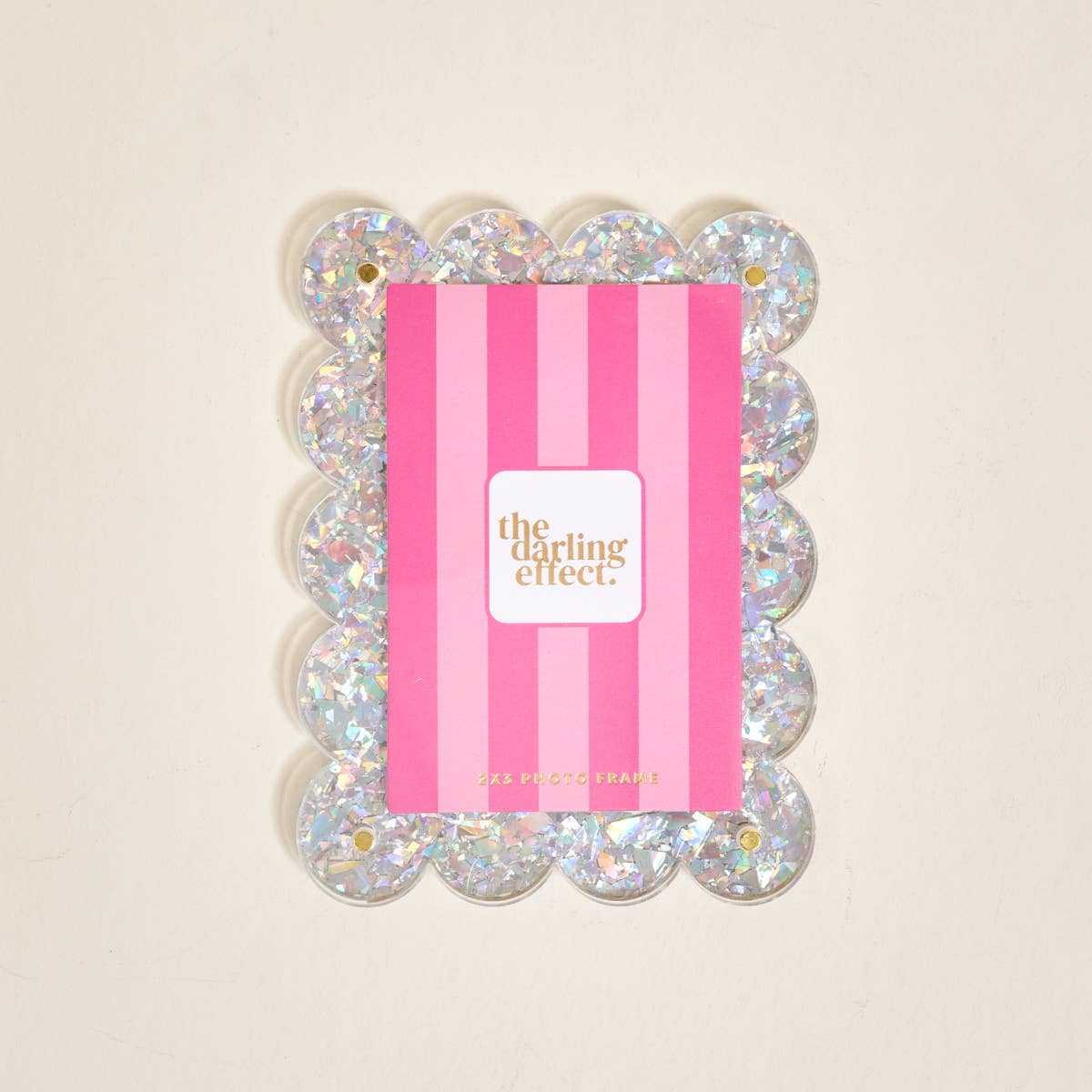 Mini Acrylic Picture Frame Magnet–Silver Glitter
