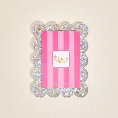 Mini Acrylic Picture Frame Magnet–Silver Glitter