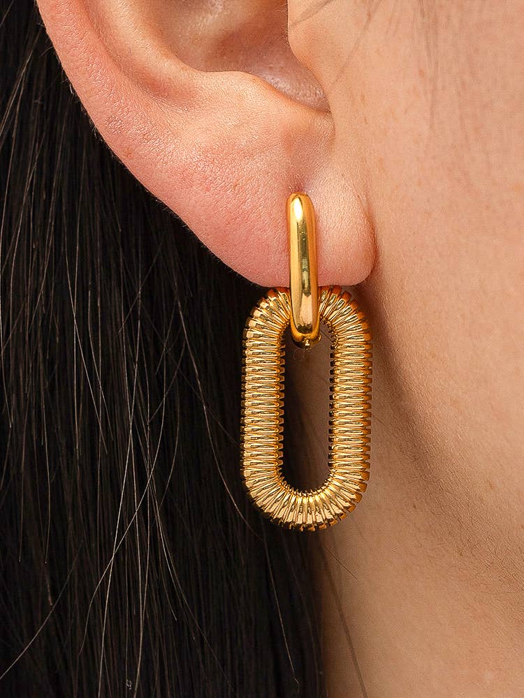 Kate 18K Non-Tarnish Double Chain Hoop Earring: Yellow Gold