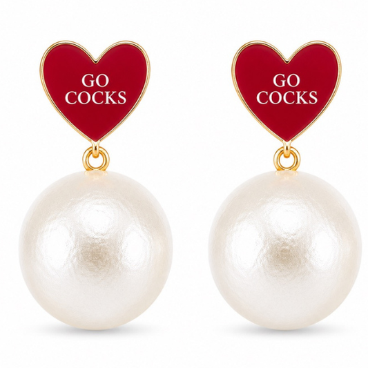 South Carolina Heart Pearl Drop Earrings