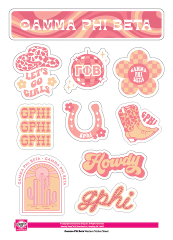 Western Sticker Sheet - Gamma Phi Beta