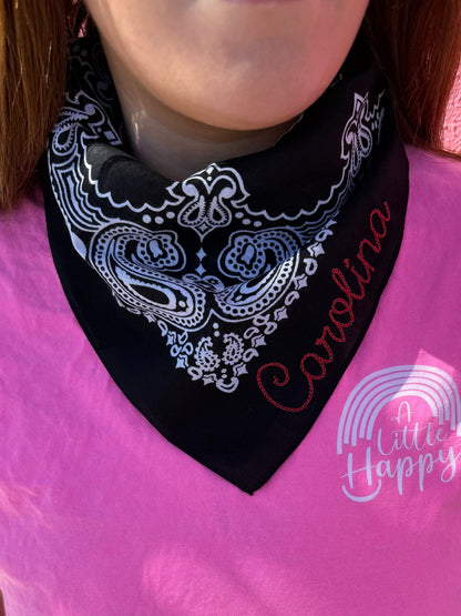 Carolina Embroidered Bandana - Black