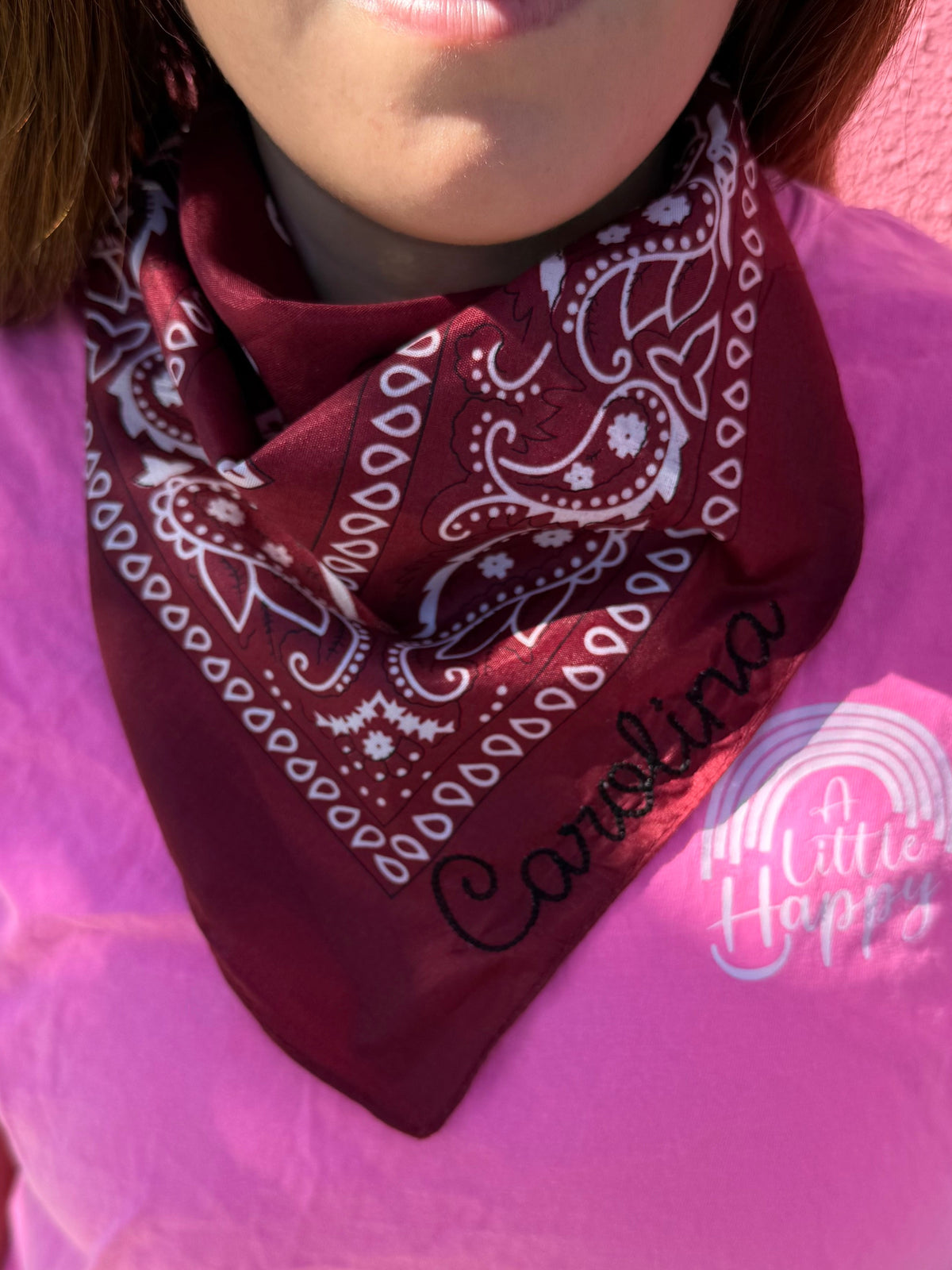 Carolina Embroidered Bandana - Garnet