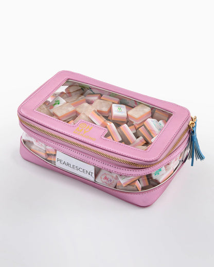 Mahjong Tile Storage Bag - Metallic Light Pink