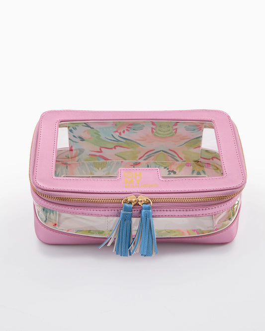 Mahjong Tile Storage Bag - Metallic Light Pink
