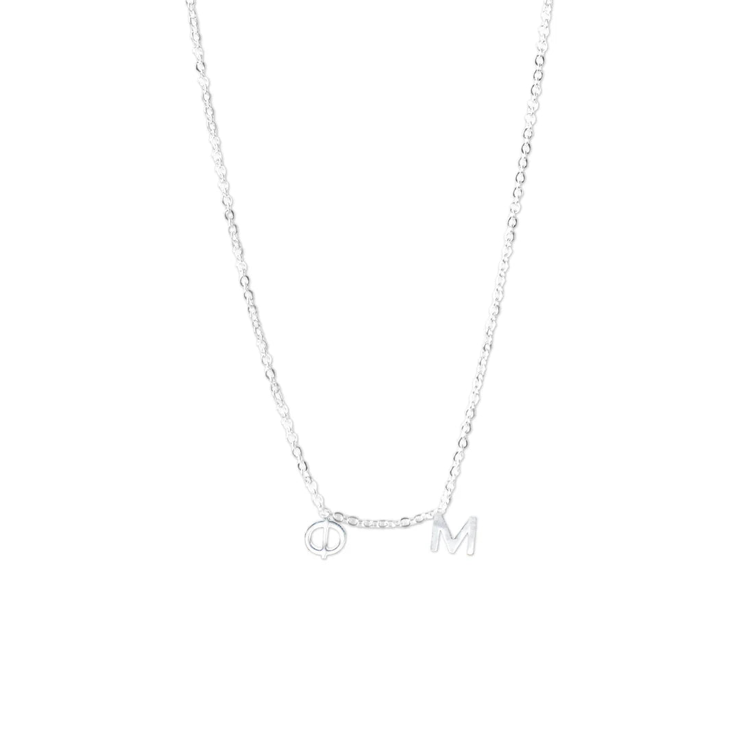 Phi Mu Silver Letter Necklace