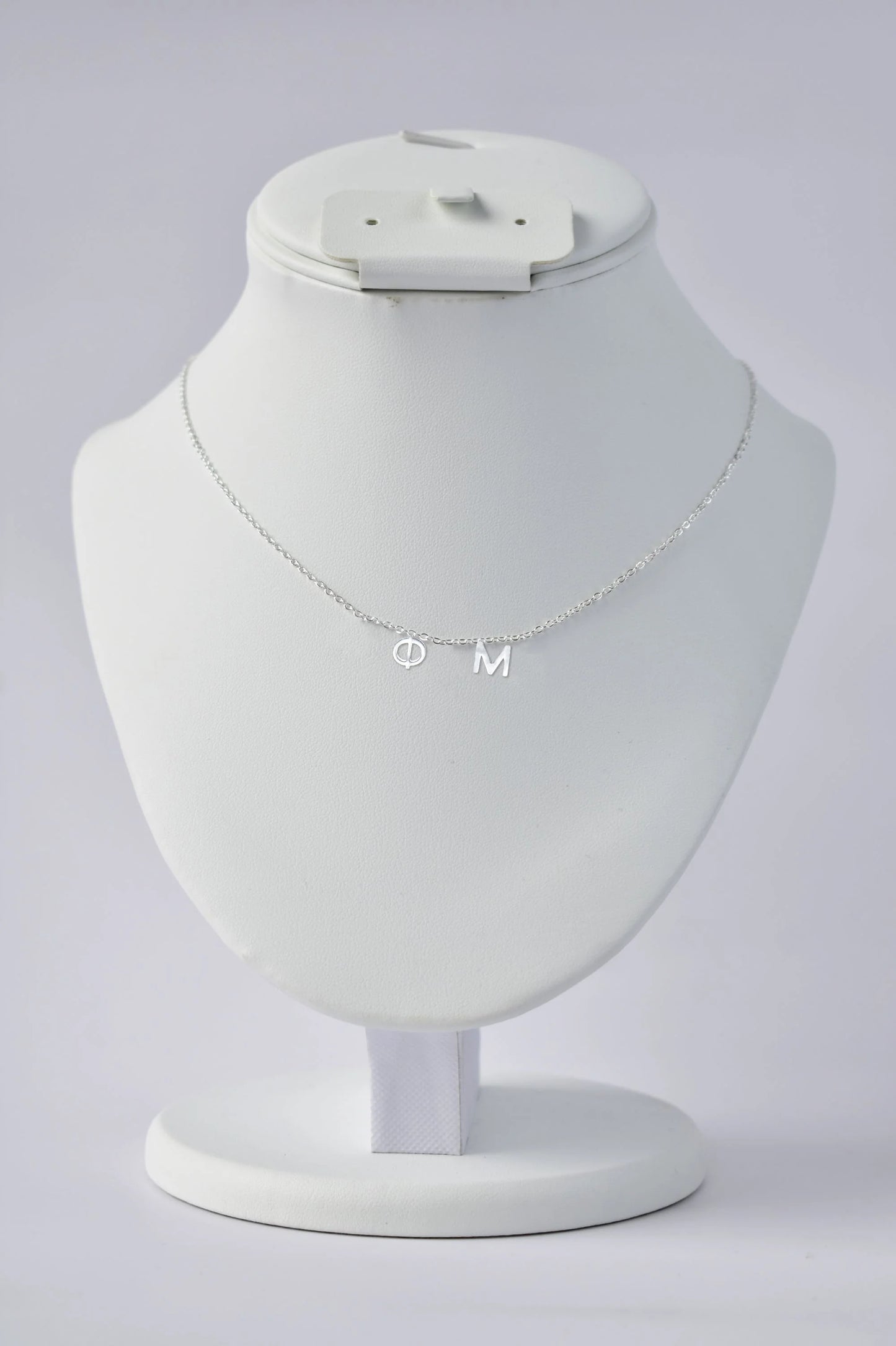 Phi Mu Silver Letter Necklace