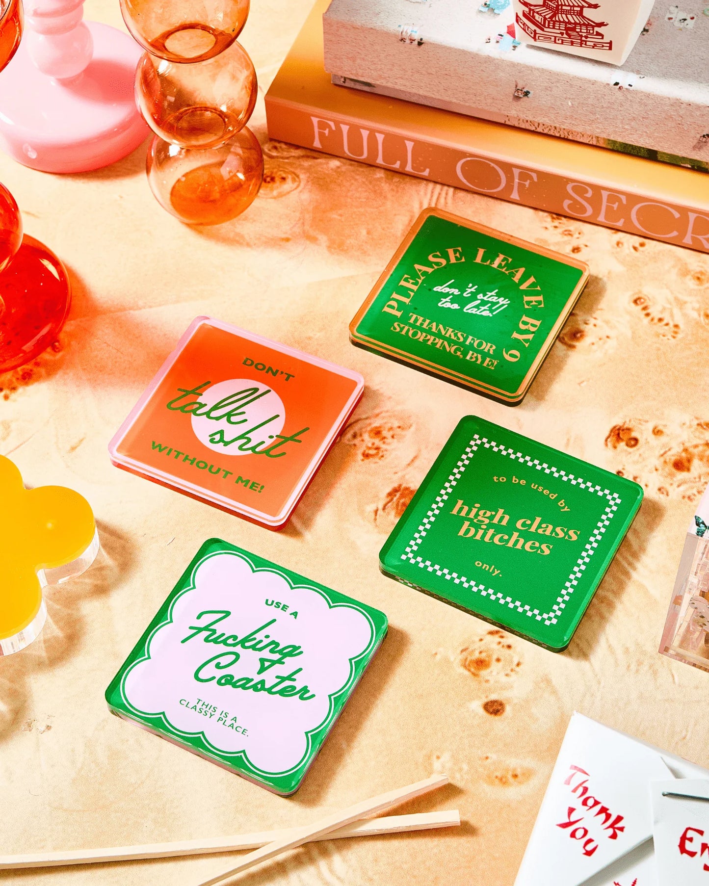 Snarky Orange Coasters