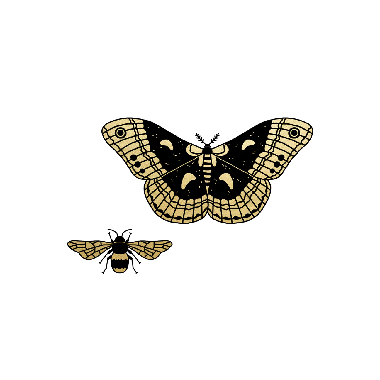 Winged Duo Tattoo - Set of 2