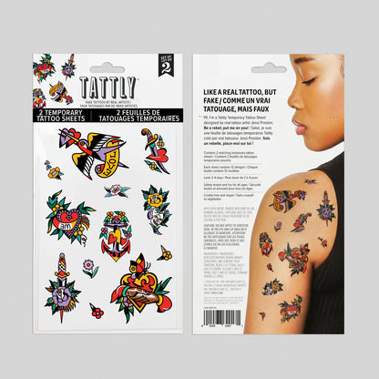 Love Motif Tattoo Sheet - Set of 2