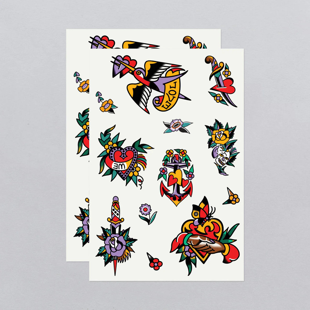Love Motif Tattoo Sheet - Set of 2