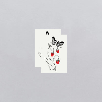 Strawberry Branch Tattoo - Set of 2