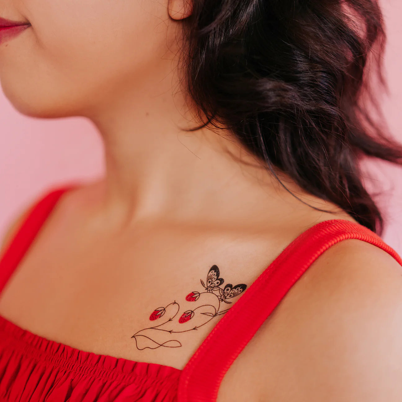Strawberry Branch Tattoo - Set of 2