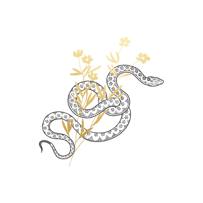 Twisty Snake Flowers Tattoo - Set of 2