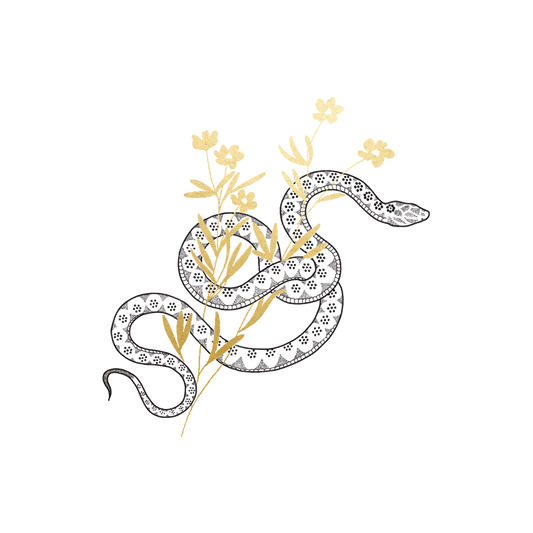 Twisty Snake Flowers Tattoo - Set of 2