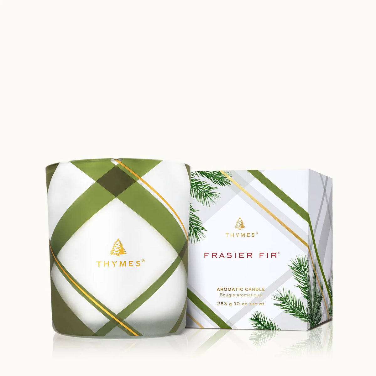 Frasier Fir Frosted Plaid Candle - Medium 10oz