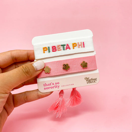 Sorority Woven Bracelet Set - Pi Phi