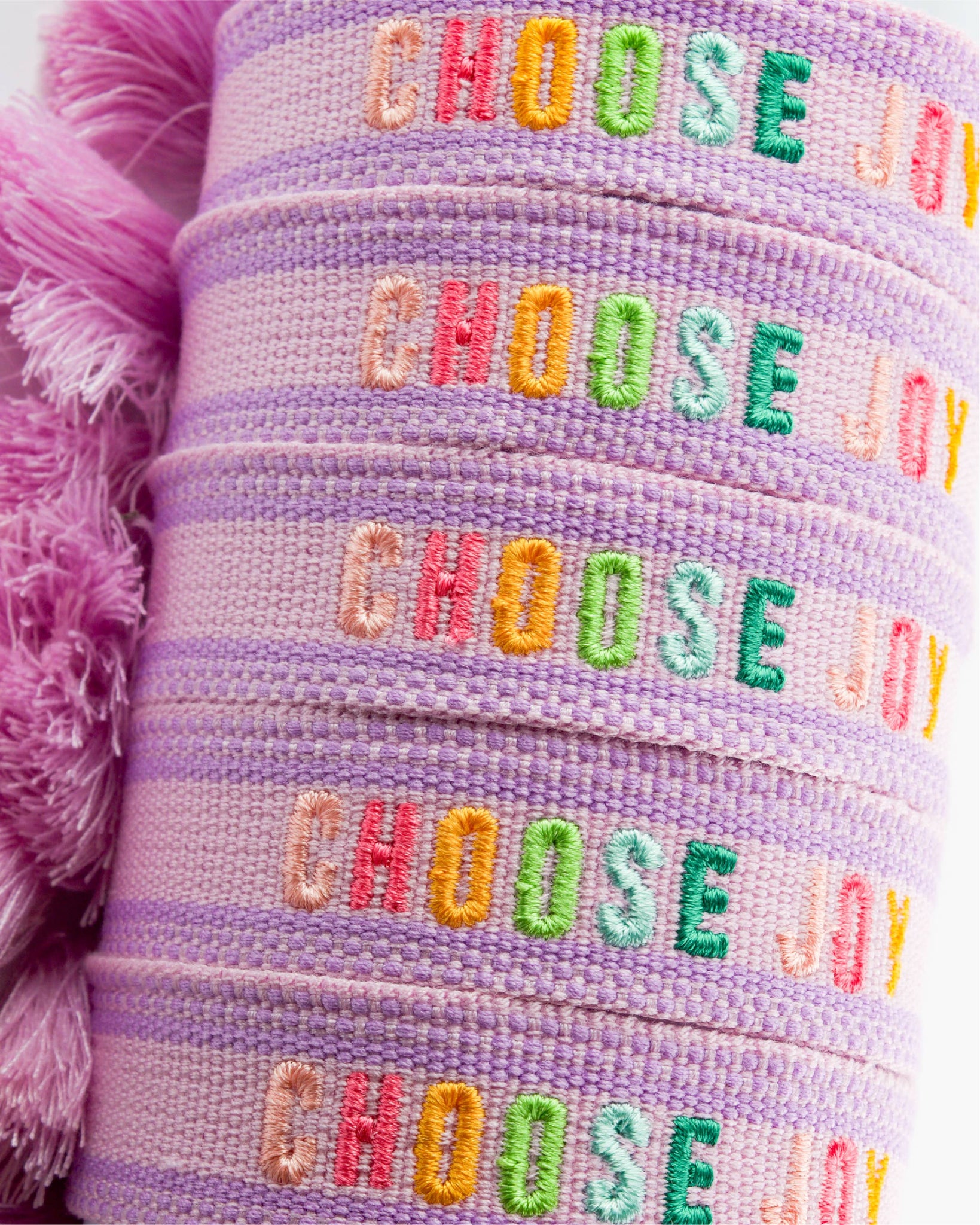 Choose Joy - Embroidered Tassel Bracelet