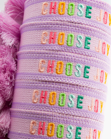 Choose Joy - Embroidered Tassel Bracelet