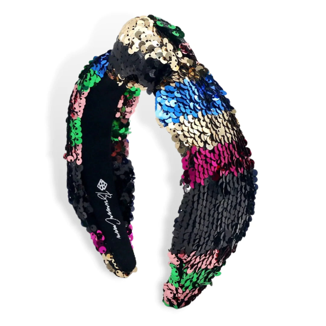 Multi Color Rainbow Sequin Knotted Headband