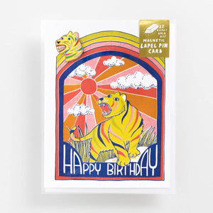 Rainbow Tiger Pin And Happy Birthday Card